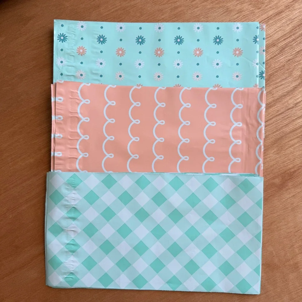 6x9 Poly‎ Mailers 30 Gingham Daisies Waves shipping bags office NEW business